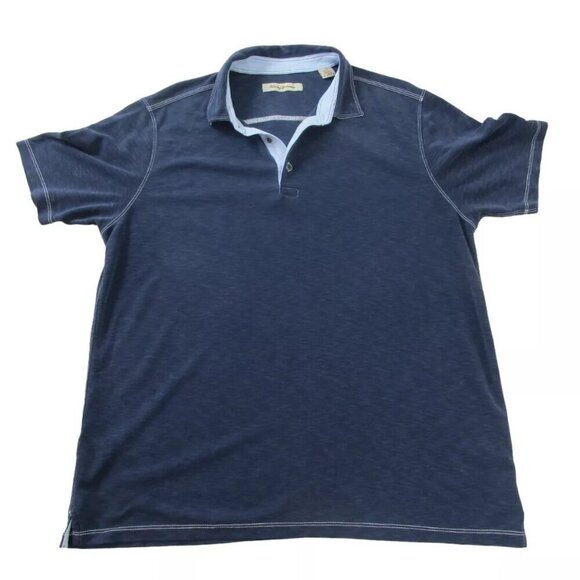 Tommy Bahama Polo Shirt Mens XL Navy Golf Performance Short Sleeve Slit Collared - Picture 1 of 11